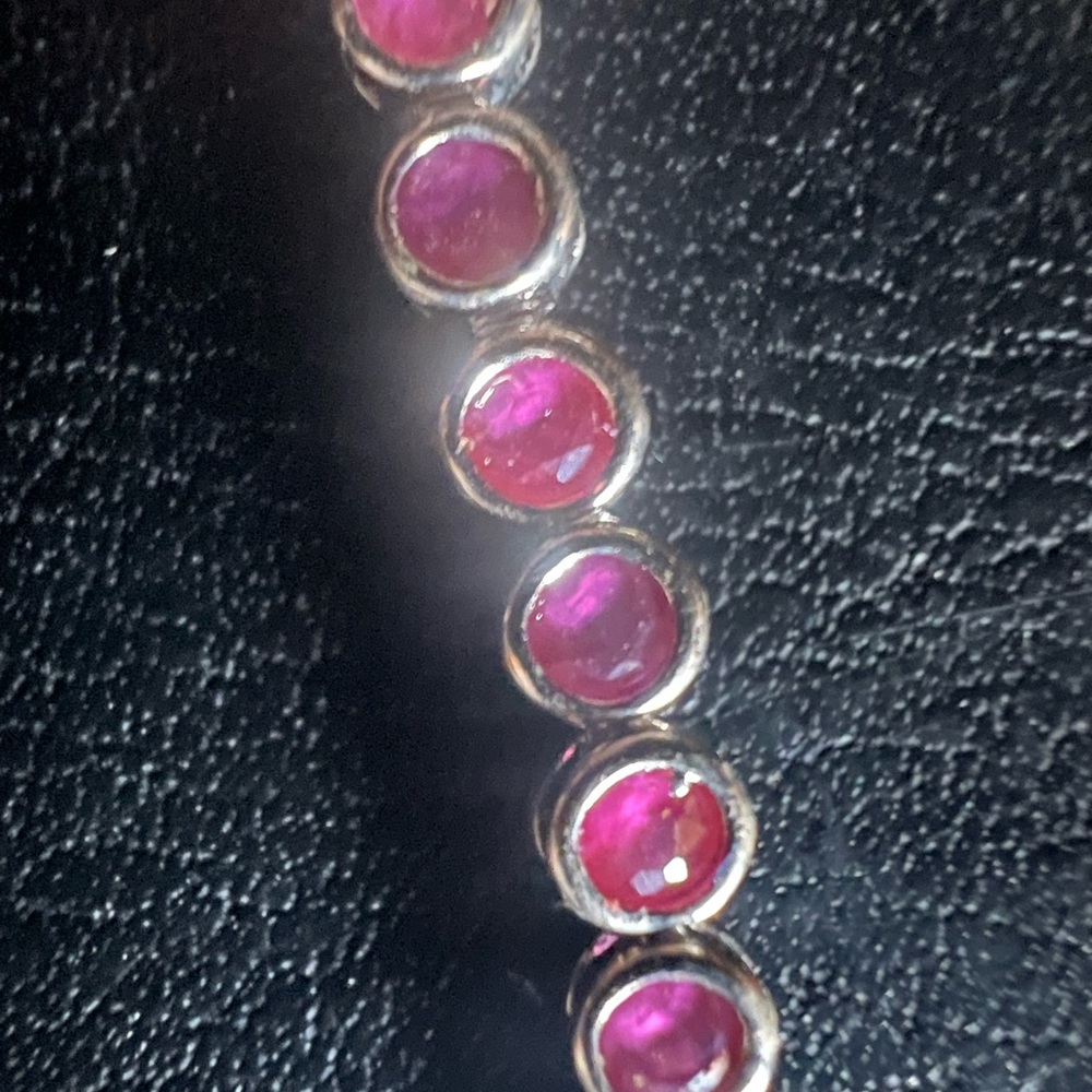 Genuine .25 Small Ruby Silver Plated Bracelet 7in… - image 2